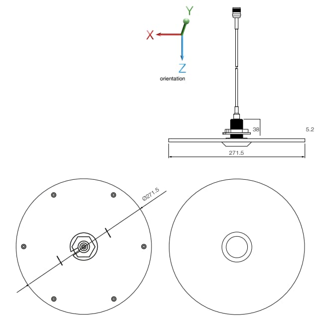 Mechanical Drawing - Siretta Tango 59 Indoor Ceiling DAS Antenna